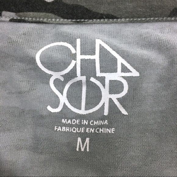 CHASER Camo Cozy Pullover Top Print Loungewear Long Sleeve Grey Size Medium - Picture 5 of 7